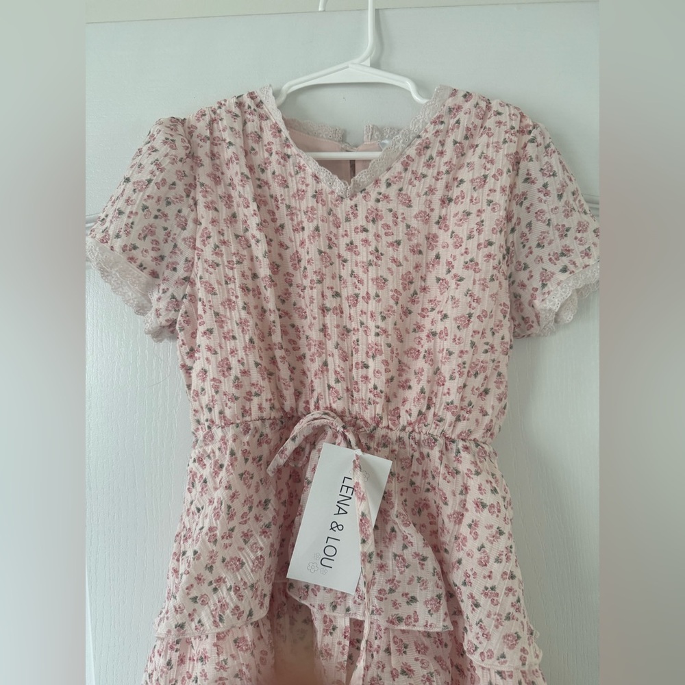 NWT - Lena & Lou - Little Girl's Floral Tiered Dress - Size 6-7 - Picture 3 of 9